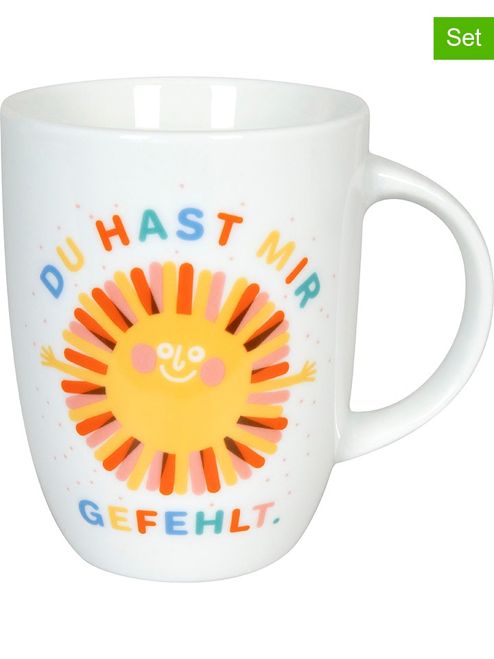 Könitz 2er-Set: Jumbotassen "Du hast mir gefehlt" in Weiß/ Gelb - 380 ml - 28% | Gedeckter-tisch