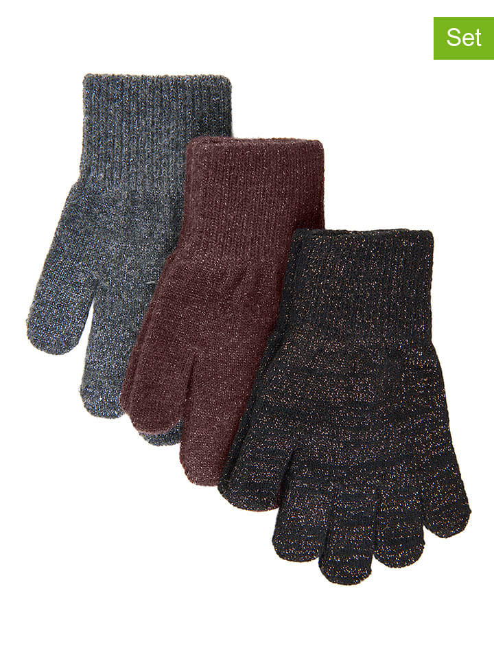 mikk-line 3er-Set: Fingerhandschuhe in Braun/ Grau - 39% | Größe 104-122 | Baby-handschuhe
