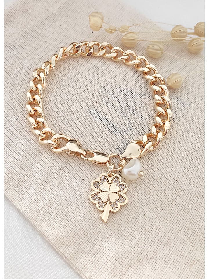 atelier MIU Vergold. Armkette mit Edelsteinen und Perle - 64% | Schmuck