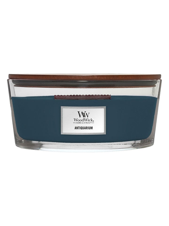 WoodWick Duftkerze "Antiquarium'' in Petrol - 453,6 g - 14% | Kerzen-vasen