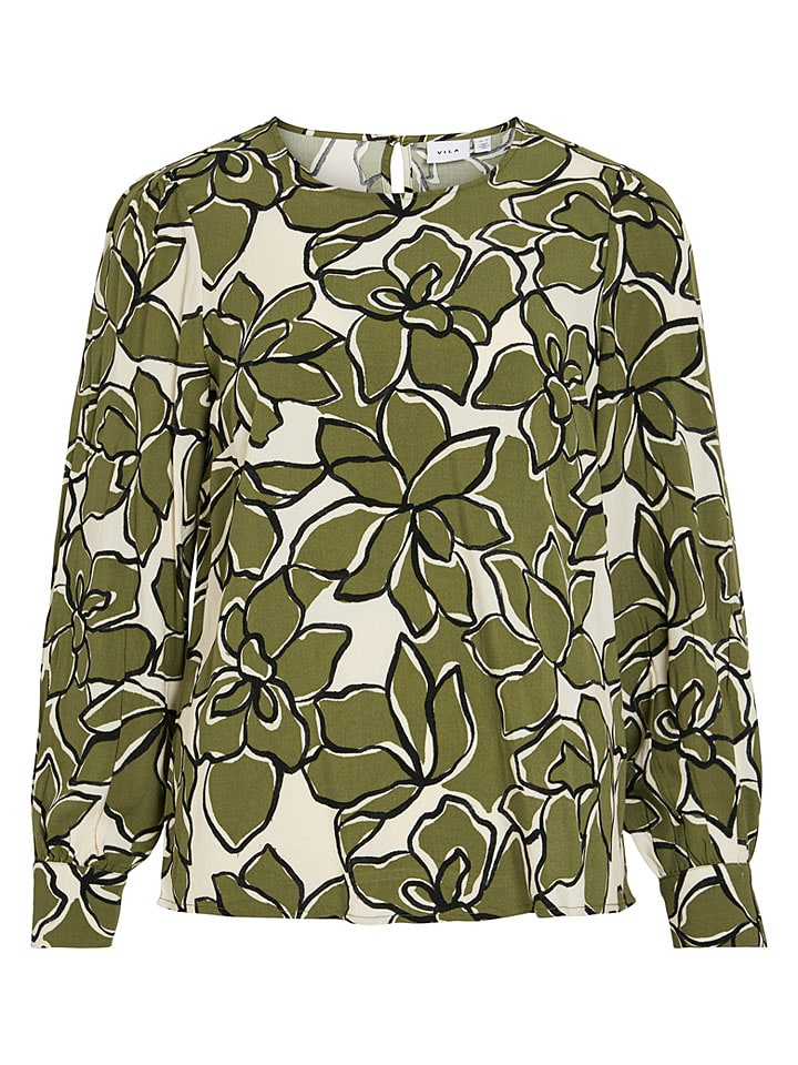 Vila Bluse in Khaki/ Creme - 81% | Größe 38 | Damen-blusen