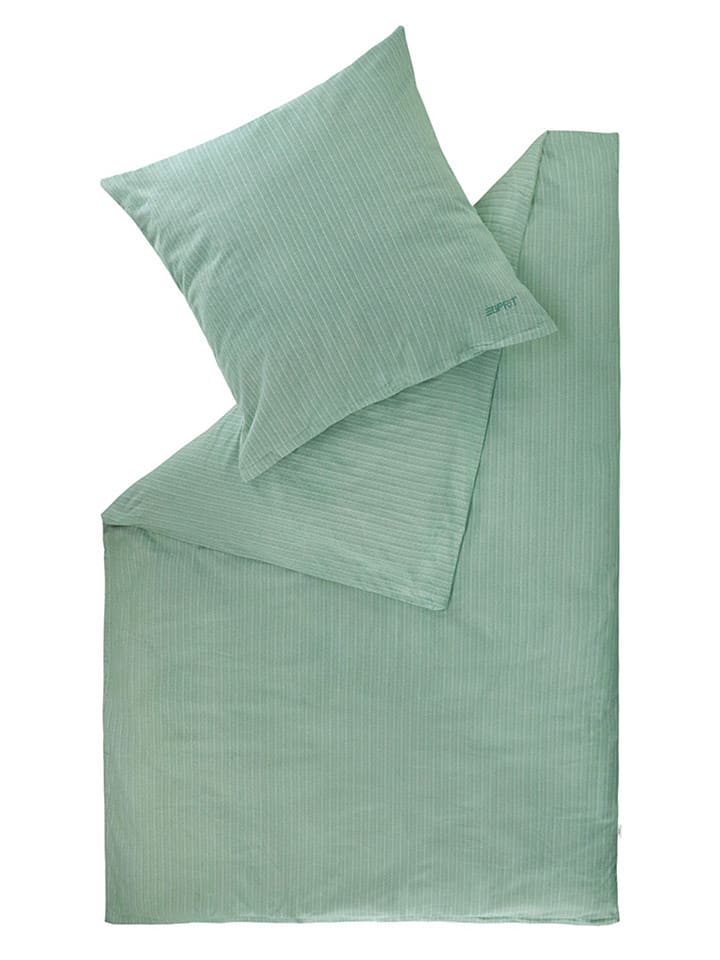 ESPRIT Flanell-Bettwäsche-Set "Herringbone" in Grün - 39% | Größe 155x220 cm | Bettwaesche-bettwaren