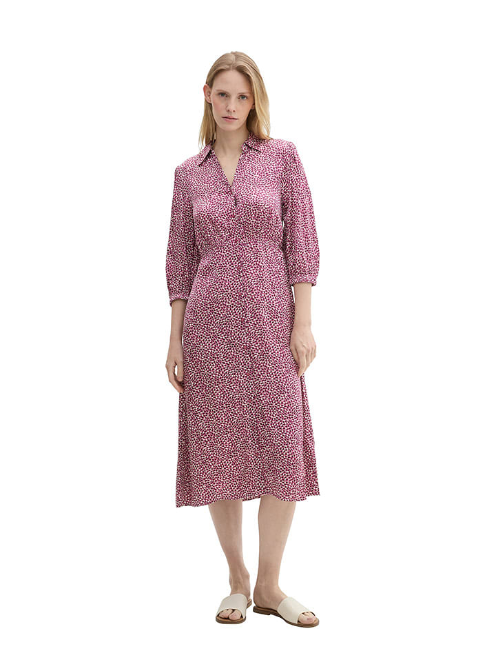 Tom Tailor Hemdkleid in Pink/ Weiß - 80% | Größe 34 | Damen-kleider