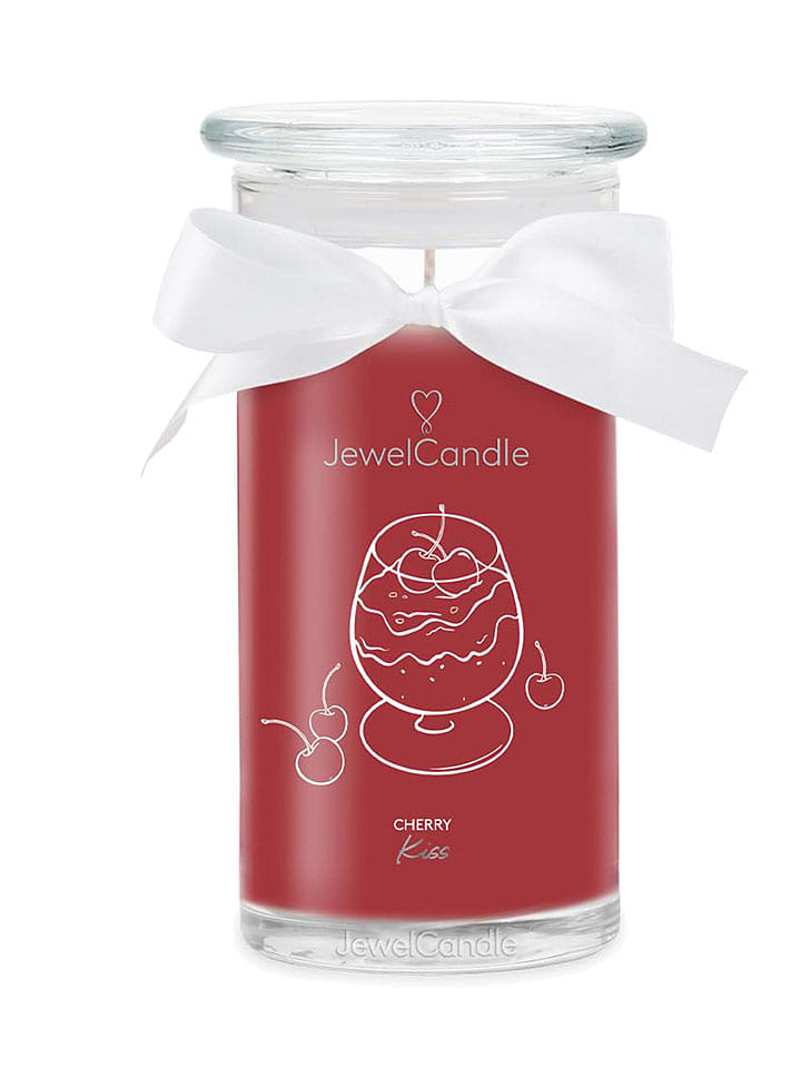 Juwelkerze Duftkerze mit Ohrringen "Cherry Kiss" - 400 g - 28% | Kerzen-vasen