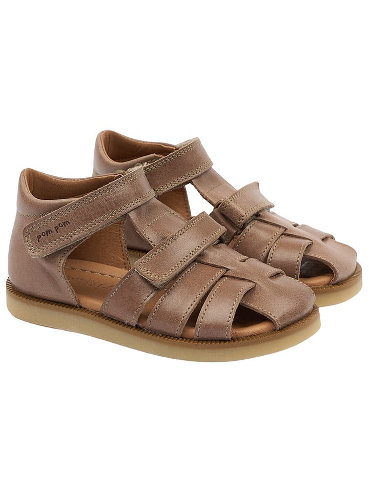 POM POM Leder-Halbsandalen in Hellbraun - 48% | Größe 30 | Kindersandalen
