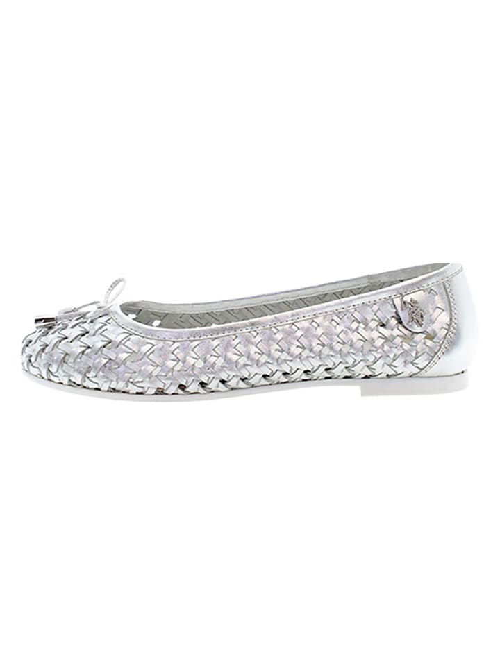U.S. Polo Assn. Leder-Ballerinas in Silber - 59% | Größe 38 | Damen-ballerinas