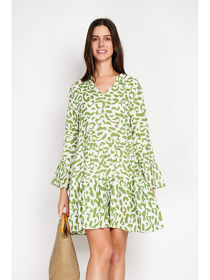 William de Faye Kleid in Weiß/ Grün - 81% | Größe 40 | Damen-kleider