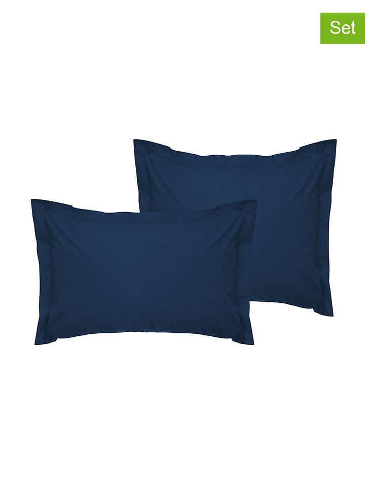 Elizabed 2er-Set: Satin-Kissenhüllen in Dunkelblau - 72% | Größe 60x60 cm | Bettwaesche-bettwaren