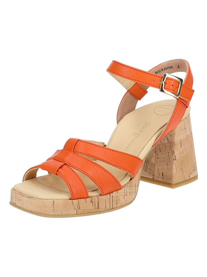 Paul Green Leder-Sandaletten in Orange - 63% | Größe 38 | Damen-sandalen