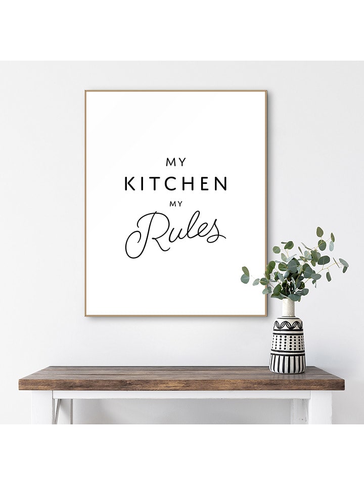 Orangewallz Druk artystyczny "Kitchen Rules" w ramce rozmiar: 40x50 cm