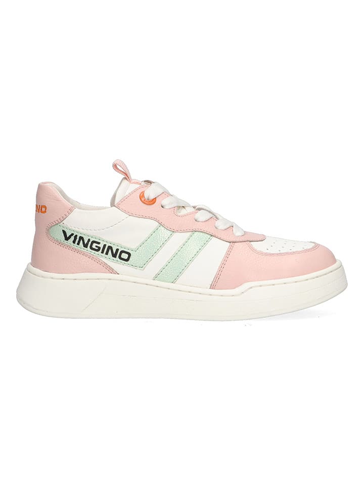 Vingino Leder-Sneakers in Weiß/ Pink - 70% | Größe 37 | Kindersneakers