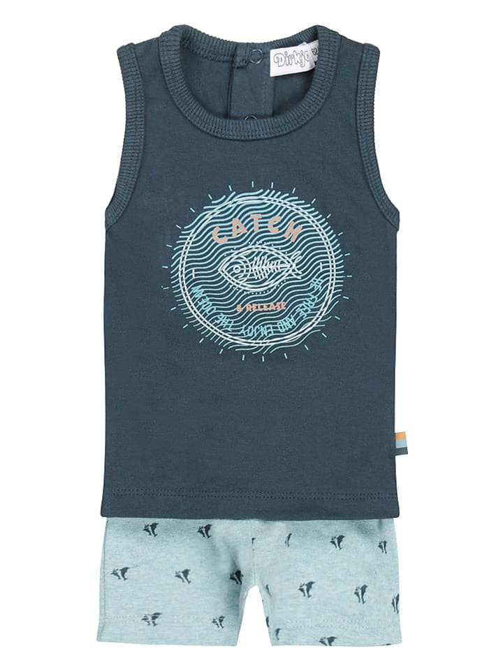 Dirkje 2tlg. Outfit in Blau/ Hellblau - 69% | Größe 68 | Baby-shirts