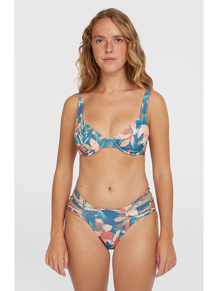 O'Neill Bikini-Hose "Boulders Strappy" in Blau/ Bunt - 73% | Größe 40 | Damen-bademode
