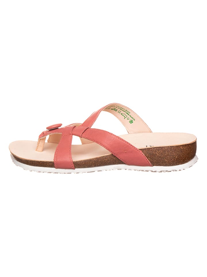 Think! Leder-Zehentrenner in Hellrot - 50% | Größe 40 | Damen-sandalen