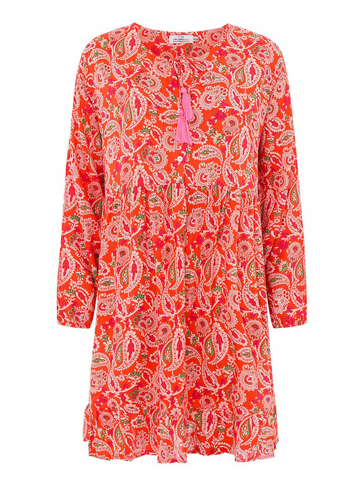 Zwillingsherz Kleid "Paisley Traum" in Rot - 78% | Größe L/XL | Damen-kleider