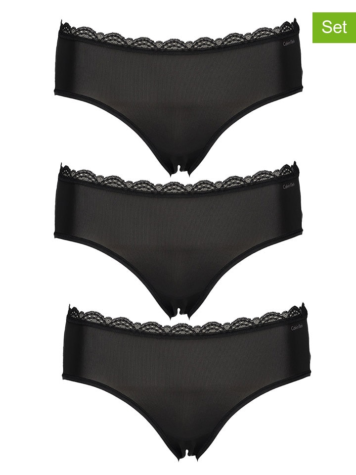 CALVIN KLEIN UNDERWEAR 3er-Set: Pantys in Schwarz - 42% | Größe XL | Damen-unterteile