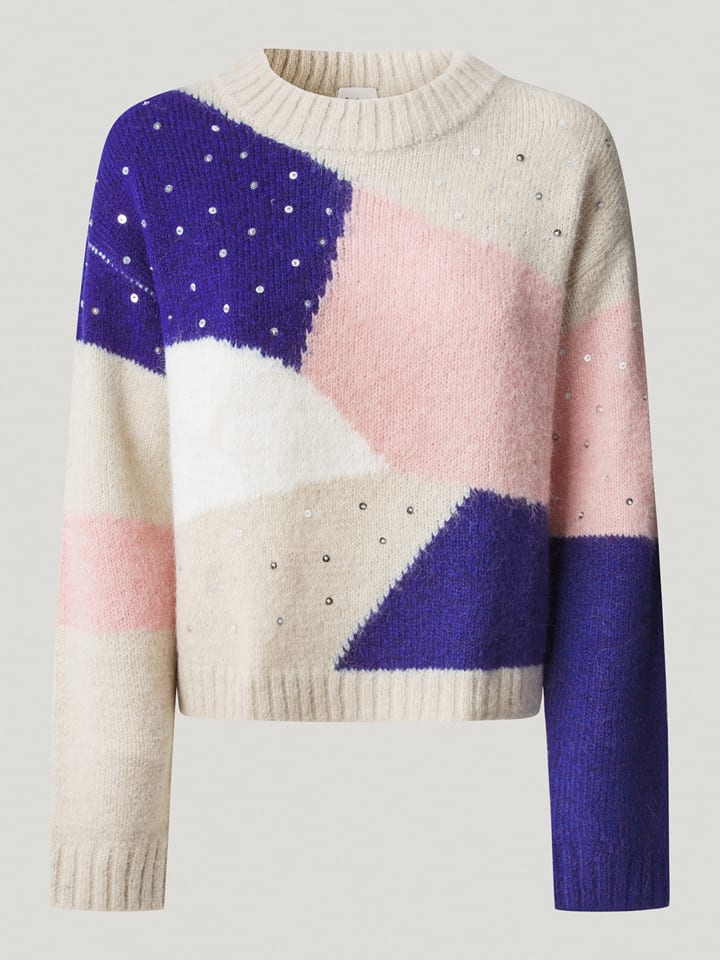 Pepe Jeans Pullover "Nora" in Beige/ Blau/ Rosa - 46% | Größe M | Damen-pullover-cardigans