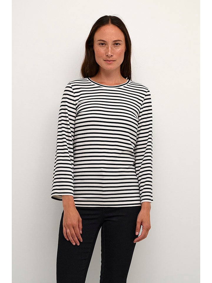 Kaffe Longsleeve "Liddy" in Schwarz/ Weiß - 32% | Größe L | Damen-tops