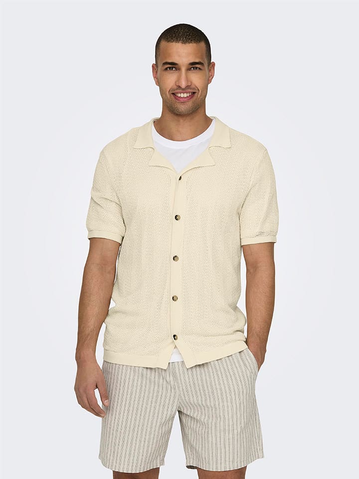 ONLY & SONS Cardigan "Diego" in Creme - 50% | Größe L | Herren-pullover-cardigans