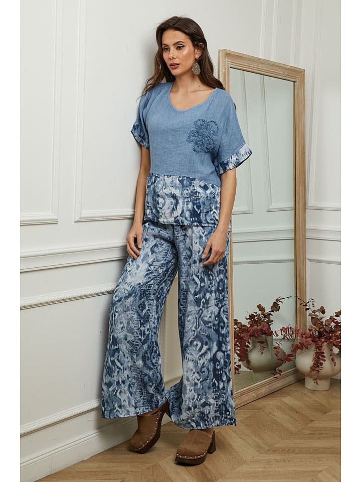 Plume Leinen-Bluse "Joker" in Blau - 68% | Größe M | Damen-blusen