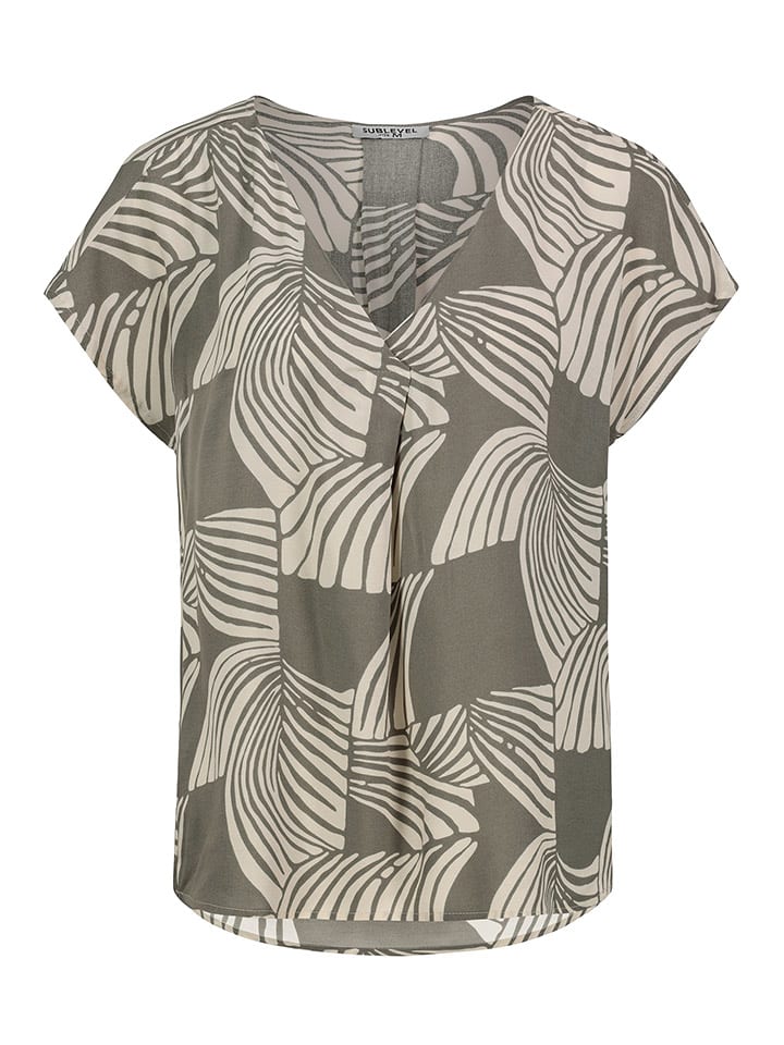 Sublevel Bluse in Khaki/ Creme - 56% | Größe S | Damen-blusen