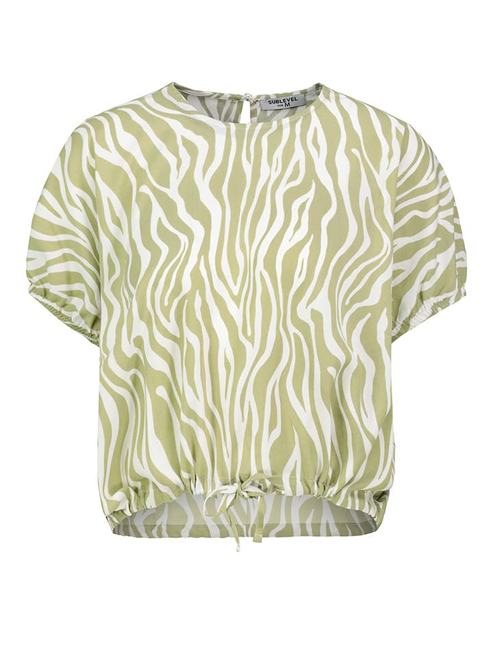 Sublevel Bluse in Grün/ Weiß - 76% | Größe S | Damen-blusen