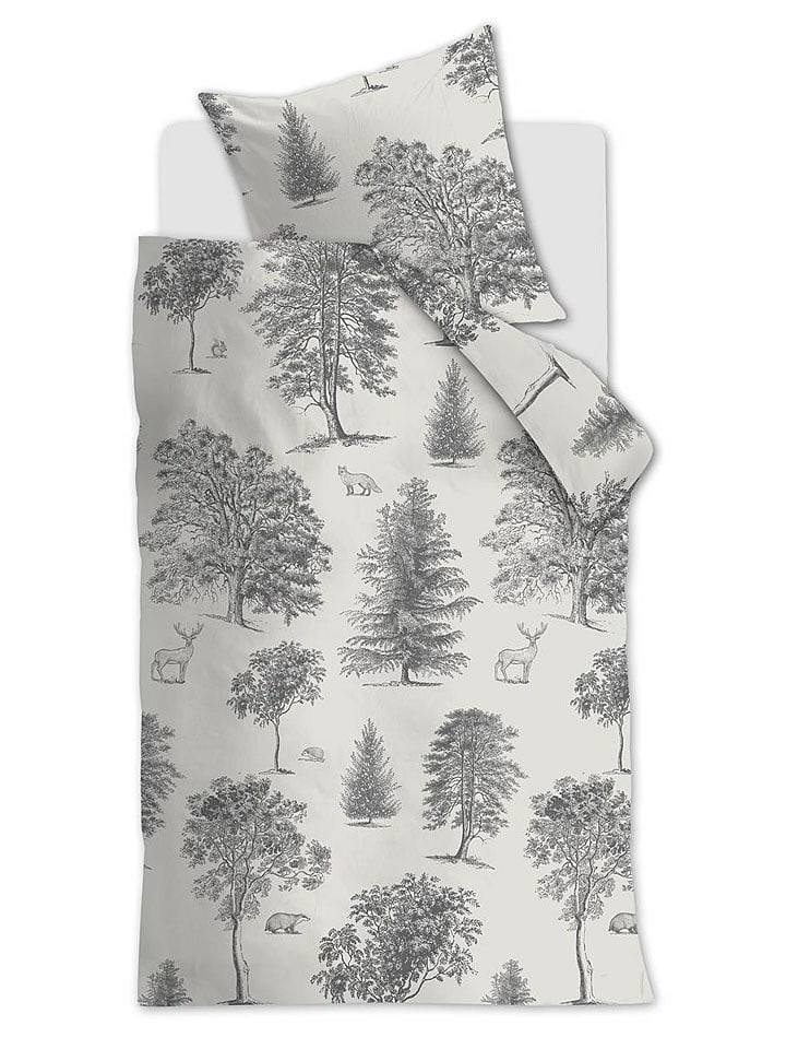 Ambiante Flanell-Bettwäsche-Set ''Landscape'' in Beige/ Grau - 45% | Größe 155x220 cm | Bettwaesche-bettwaren