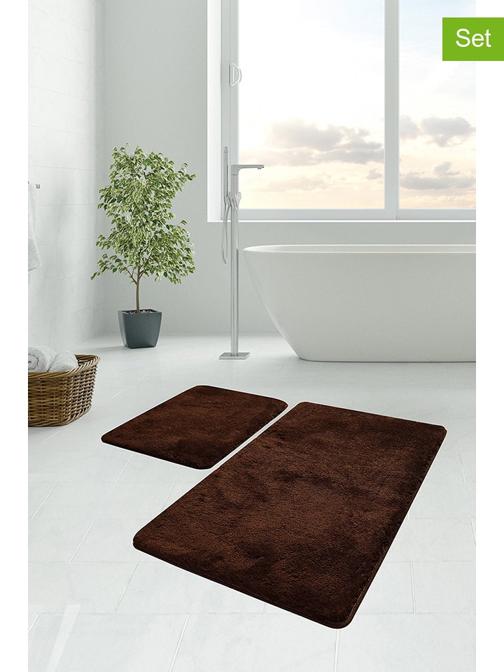 Colourful Cotton 2er-Set: Badvorleger "Havai" in Braun - 69% | Heimtextilien-badematten