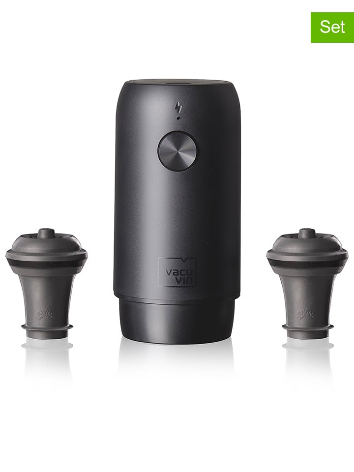 Vacu Vin 3tlg. Elektrisches Weinpumpen-Set in Schwarz - 25% | Gedeckter-tisch