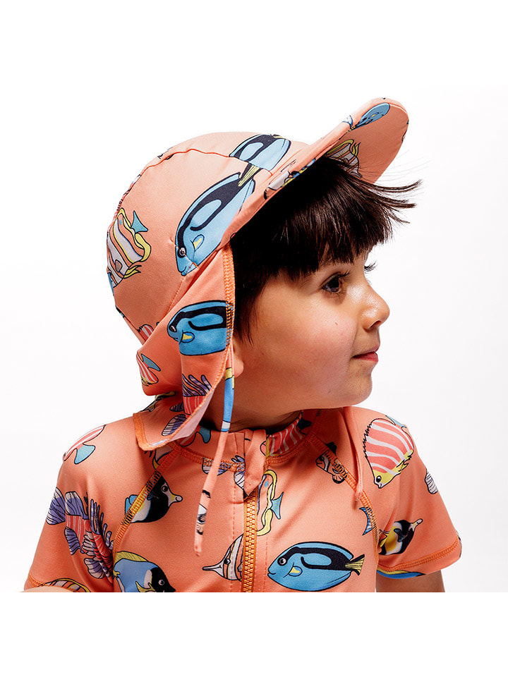 Småfolk Nackenschutzcap "Fisch" in Orange/ Bunt - 29% | Größe 50-52 cm | Baby-caps-huete
