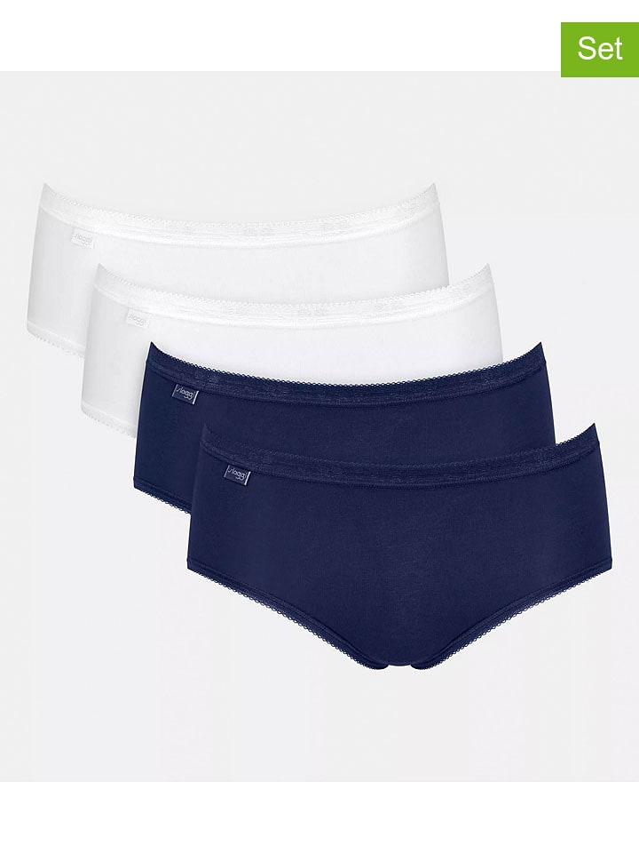 Sloggi 4er-Set: Pantys in Weiß/ Dunkelblau - 57% | Größe 38 | Damen-unterteile