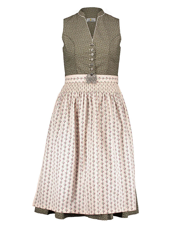 Almsach Dirndl in Khaki/ Creme - 56% | Größe 40 | Damen-dirndl