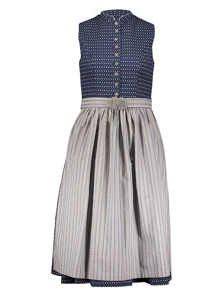 Almsach Dirndl in Dunkelblau/ Beige - 53% | Größe 36 | Damen-dirndl