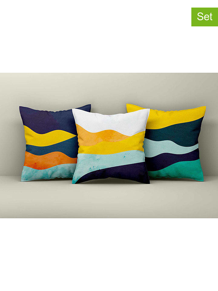 ABERTO DESIGN 3er-Set: Kissenhüllen in Bunt - 58% | Größe 43x43 cm | Dekokissen