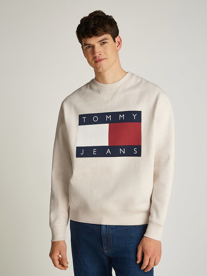 TOMMY JEANS Sweatshirt in Creme - 64% | Größe L | Herren-plussize