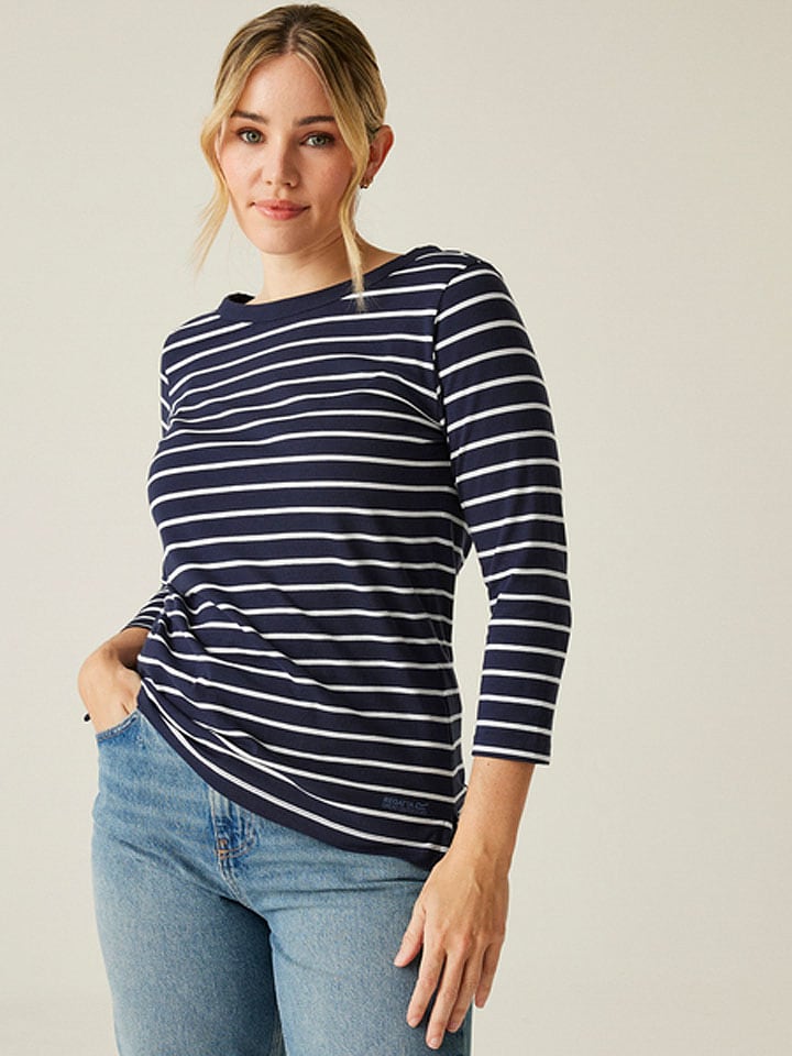 Regatta Longsleeve "Baylette II" in Dunkelblau/ Weiß - 62% | Größe 38 | Damen-tops