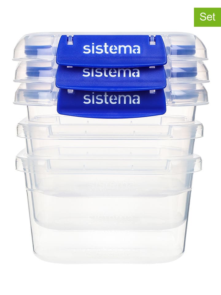 sistema 3er-Set: Lunchboxen "Sistema KLIP IT PLUS" in Blau - 16% | Aufbewahren-servieren