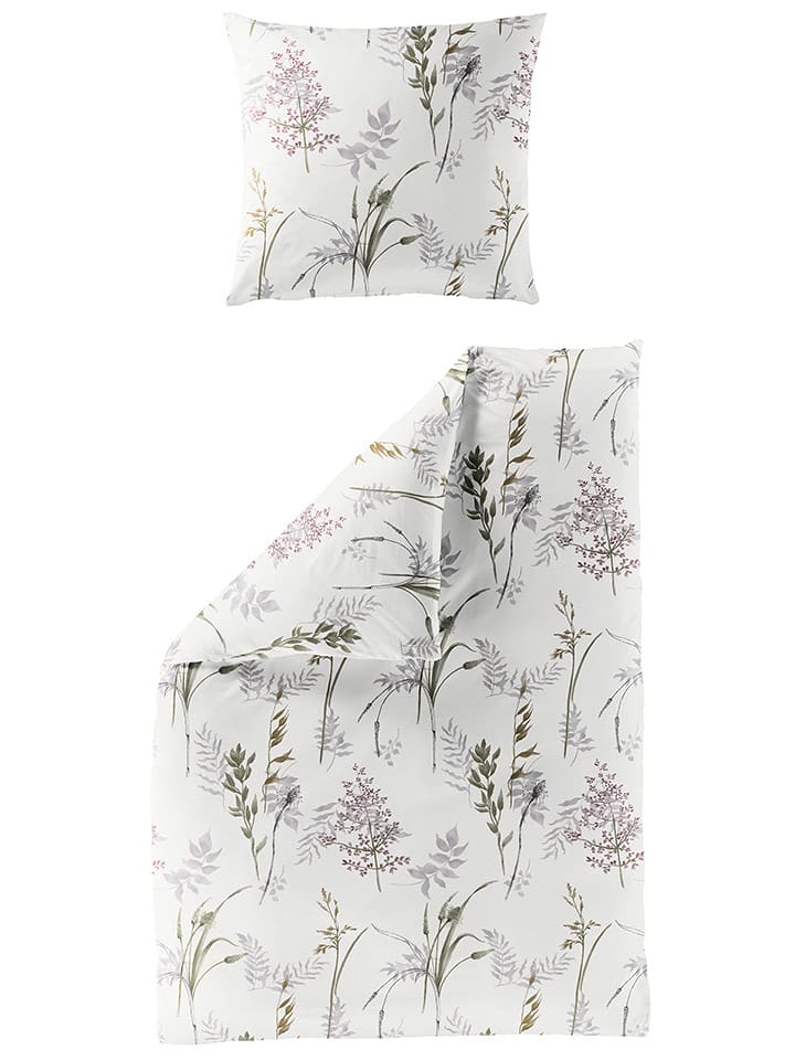 Bierbaum Satin-Bettwäsche "Bierbaum" in Weiß/ Rosa/ Lila - 31% | Größe 135x200 cm | Bettwaesche-bettwaren