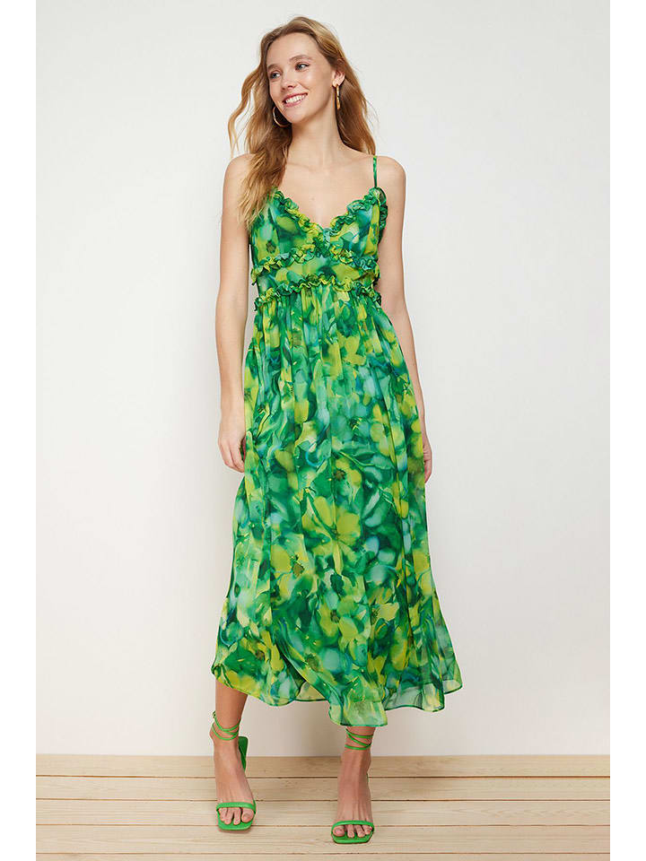 trendyol Kleid in Grün/ Gelb - 65% | Größe 40 | Damen-kleider