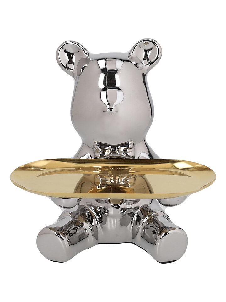 Tognana Dekotablett "Bear" in Silber/ Gold - (H)21 x Ø 18 cm - 13% | Dekofiguren