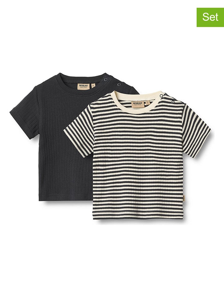 Wheat 2er-Set: Shirts "Fabian" in Schwarz/ Beige - 65% | Größe 74 | Baby-shirts