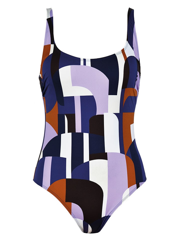 Naturana Badeanzug in Dunkelblau/ Lila/ Weiß - 55% | Größe 40D-Cup | Damen-bademode