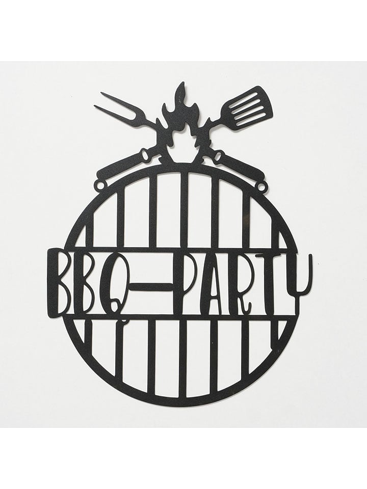 Boltze Schild "BBQ" in Schwarz - Ø 33,5 cm - 28% | Wanddekoration