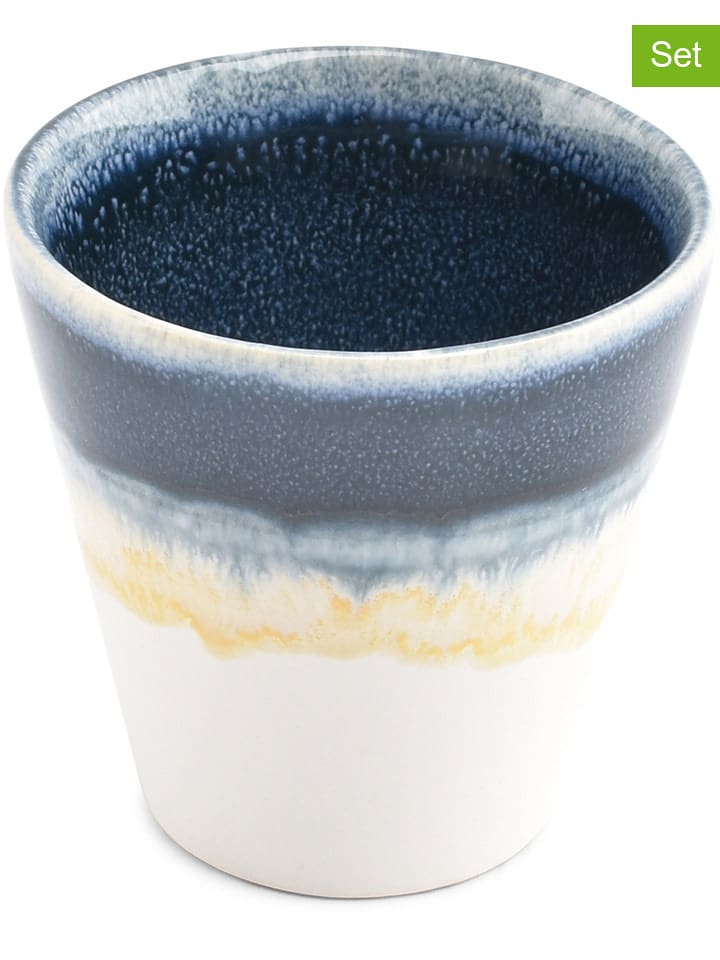 Salt and Pepper 4er-Set: Becher ''Flow'' in Weiß/ Dunkelblau - 180 ml - 43% | Gedeckter-tisch