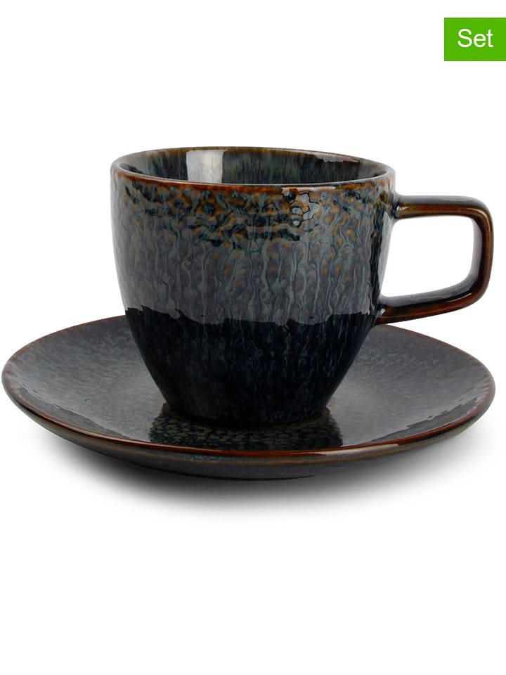 Salt and Pepper 4er-Set: Tassen ''Eclipse'' in Schwarz/ Grün - 200 ml - 24% | Gedeckter-tisch