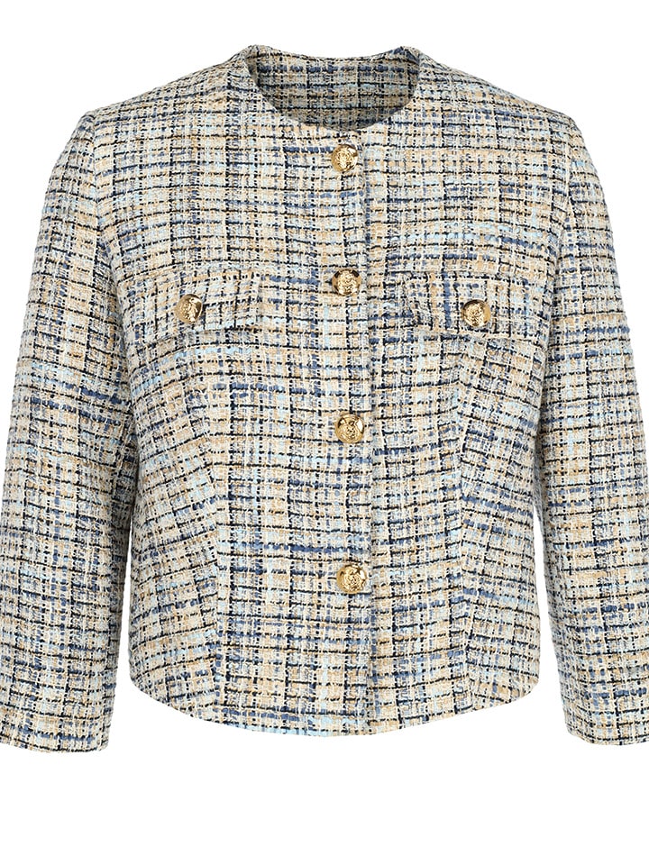Mexx Blazer in Creme/ Blau - 78% | Größe 40 | Damenjacken