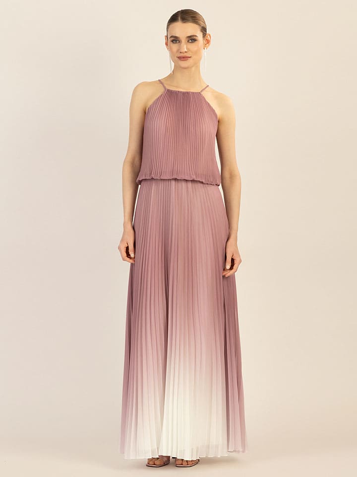 APART Plisseekleid in Altrosa/ Weiß - 69% | Größe 40 | Damen-kleider