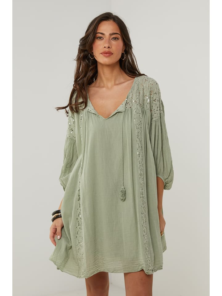 Le Monde du Lin Kleid in Salbei - 73% | Größe 38/40 | Damen-kleider