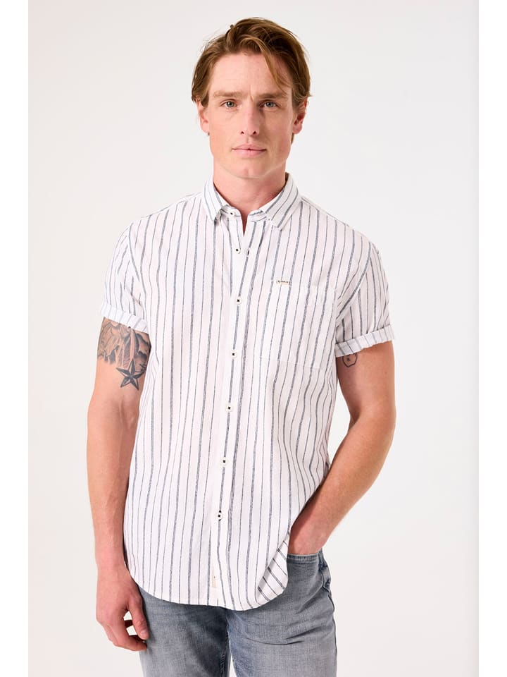 Garcia Hemd in Weiß/ Anthrazit - 68% | Größe XXL | Herren-plussize
