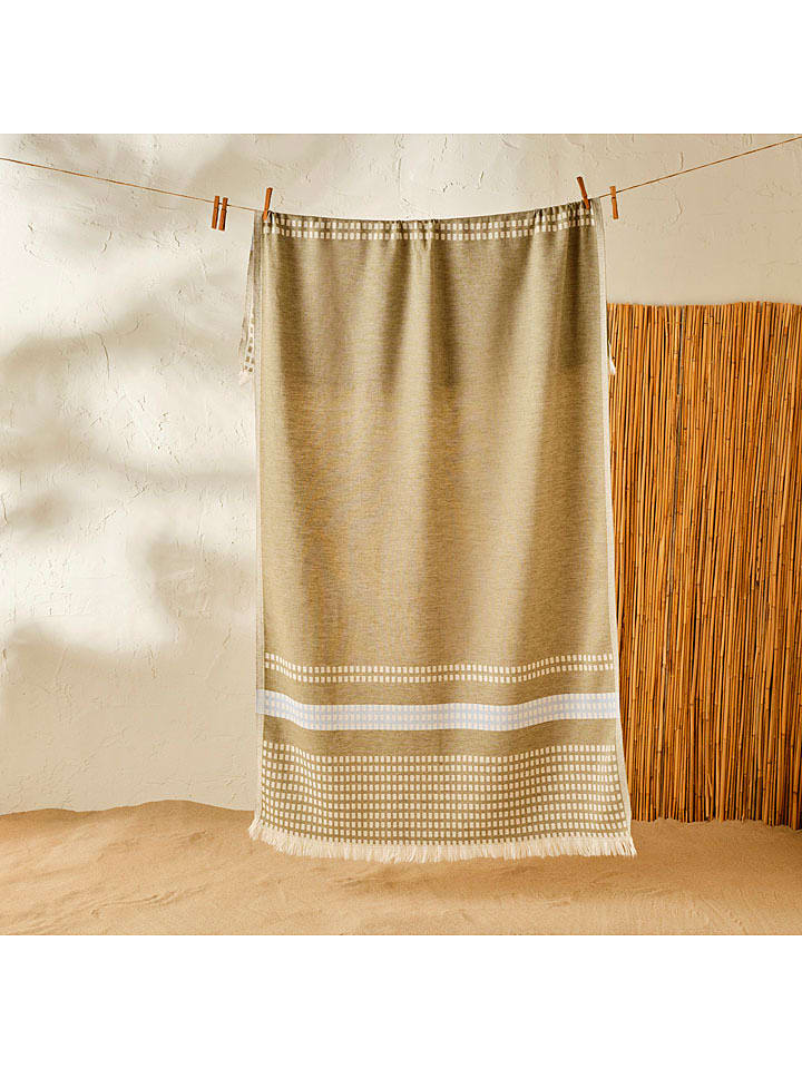 BELLA MAISON Strandtuch "Dot" in Khaki - 43% | Größe 90x160 cm | Badtextilien
